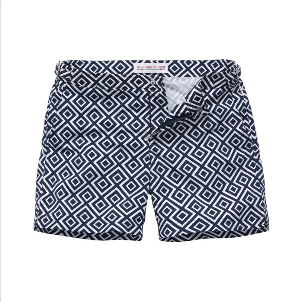 Orlebar Brown “Bulldog” Navy Diamond swim shorts